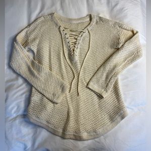 Urban Outfitters Cream Lace-up Sweater